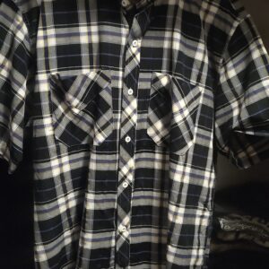 Camisa Cuadrillé Azul Hombre Manga Corta